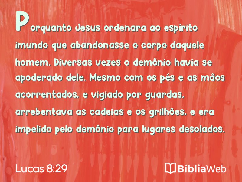 Lucas 8:29 em imagem para compartilhar