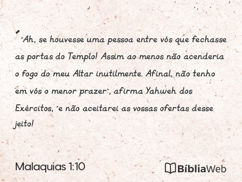 Malaquias 1:10 em imagem para compartilhar
