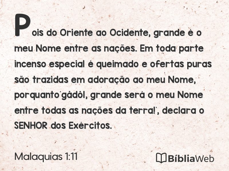 Malaquias 1:11 em imagem para compartilhar