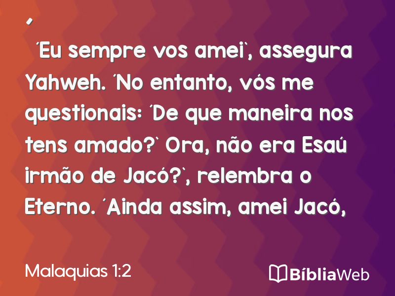 Malaquias 1:2 em imagem para compartilhar