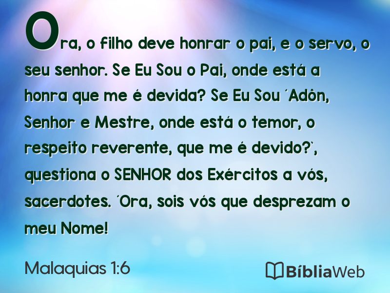 Malaquias 1:6 em imagem para compartilhar