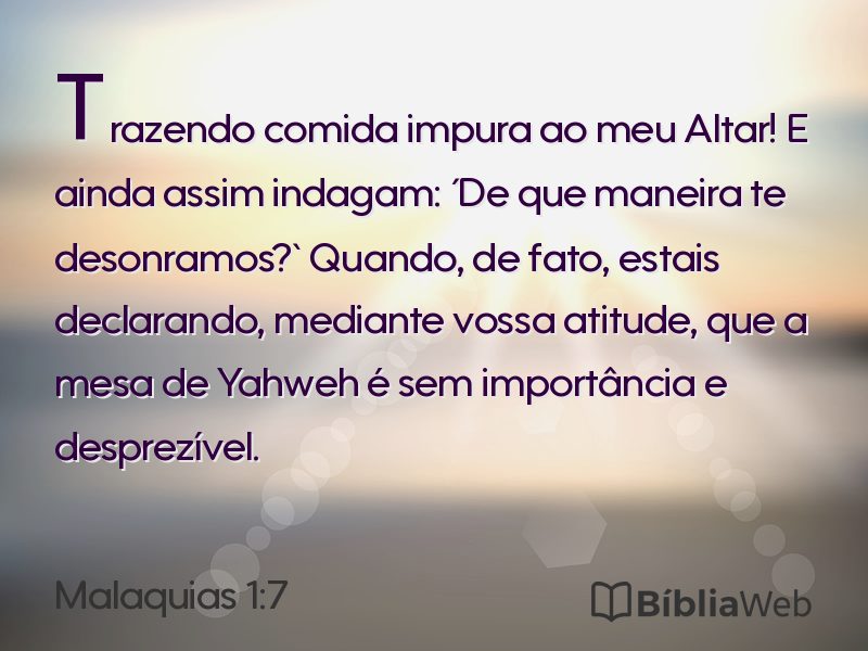Malaquias 1:7 em imagem para compartilhar