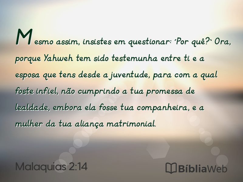 Malaquias 2:14 em imagem para compartilhar