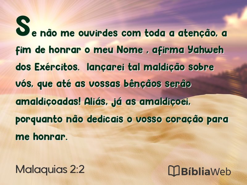 Malaquias 2:2 em imagem para compartilhar
