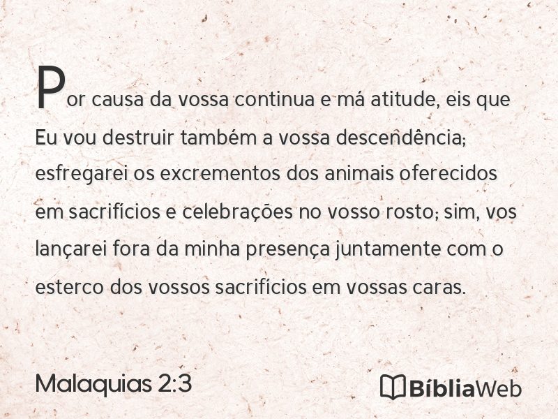 Malaquias 2:3 em imagem para compartilhar