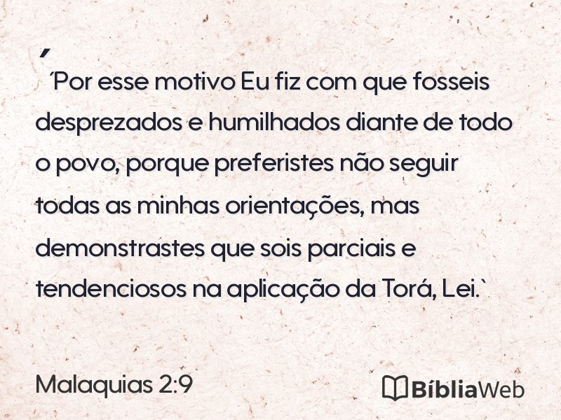 Malaquias 2:9 em imagem para compartilhar