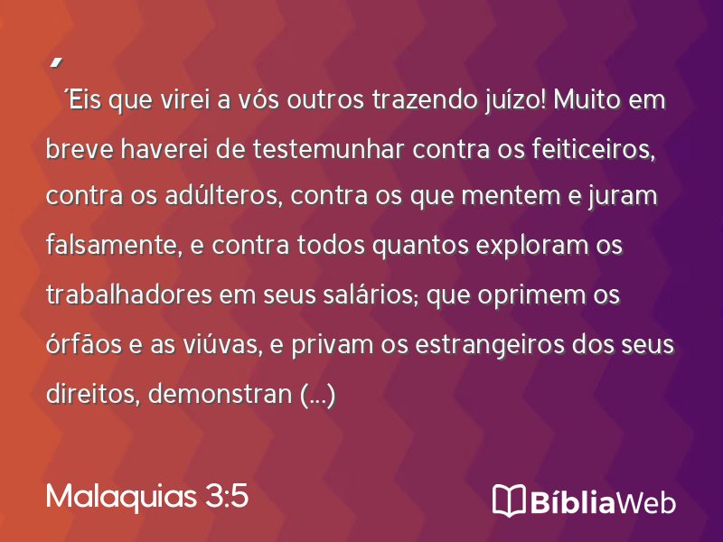 Malaquias 3:5 em imagem para compartilhar