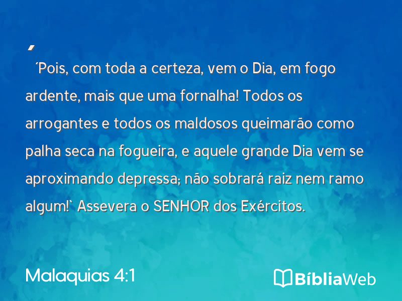 Malaquias 4:1 em imagem para compartilhar
