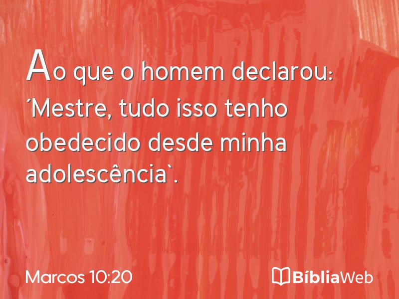 Marcos 10:20 em imagem para compartilhar