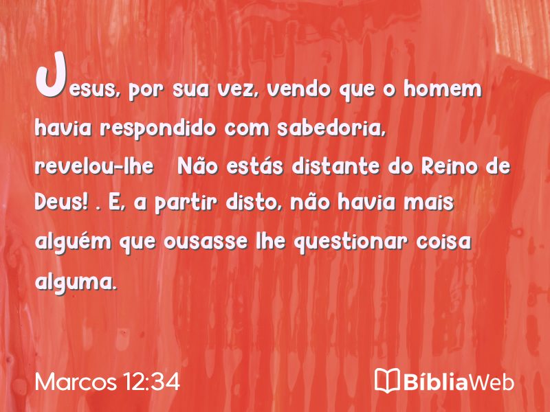 Marcos 12:34 em imagem para compartilhar