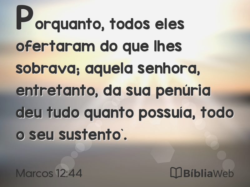 Marcos 12:44 em imagem para compartilhar