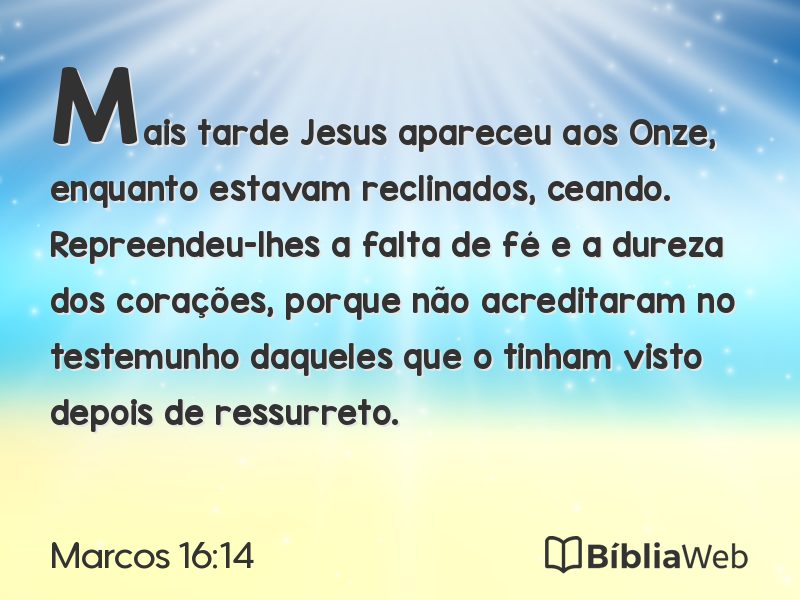Marcos 16:14 em imagem para compartilhar