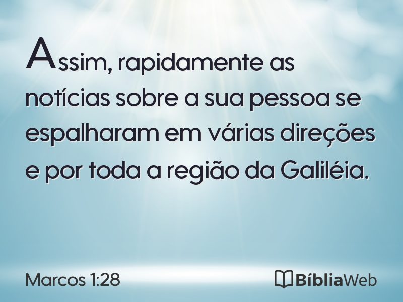 Marcos 1:28 em imagem para compartilhar