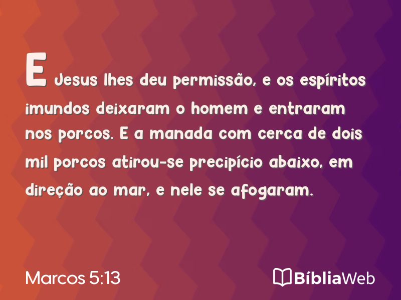 Marcos 5:13 em imagem para compartilhar