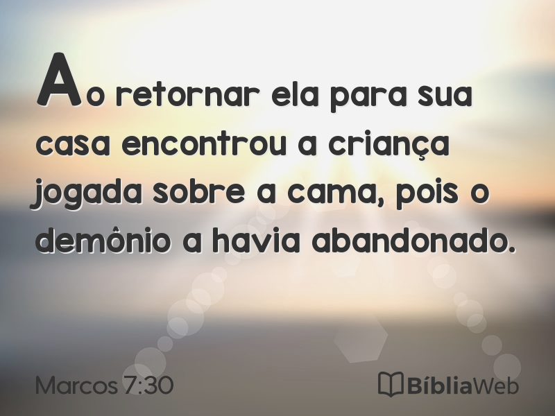 Marcos 7:30 em imagem para compartilhar
