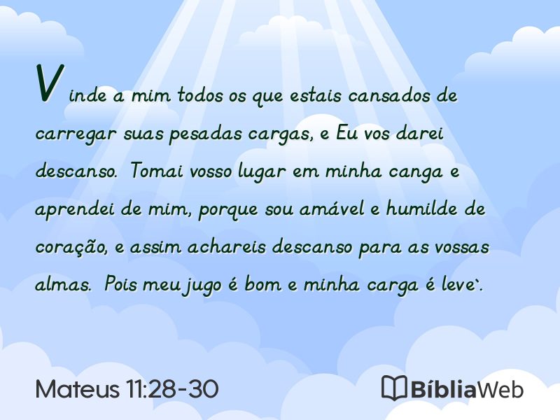 Mateus 11:28-30 em imagem para compartilhar
