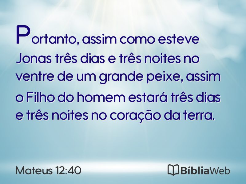 Mateus 12:40 em imagem para compartilhar