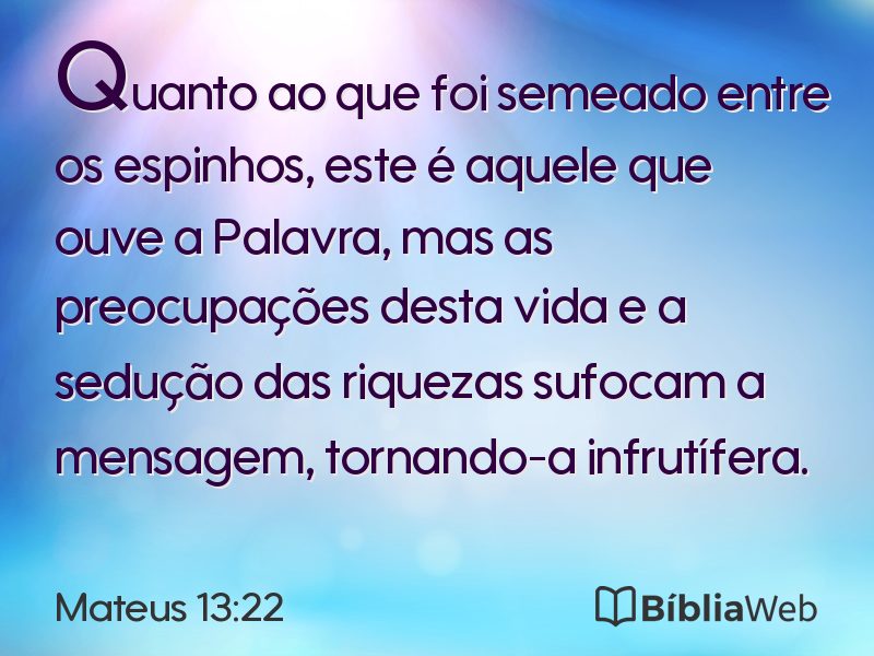 Mateus 13:22 em imagem para compartilhar