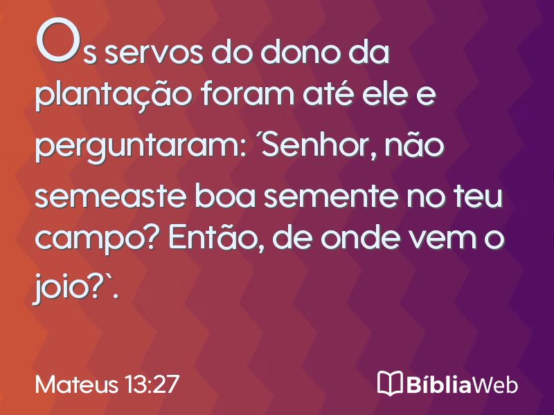 Mateus 13:27 em imagem para compartilhar