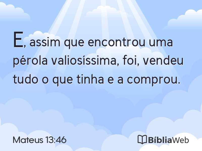 Mateus 13:46 em imagem para compartilhar