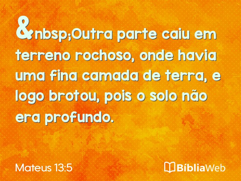Mateus 13:5 em imagem para compartilhar