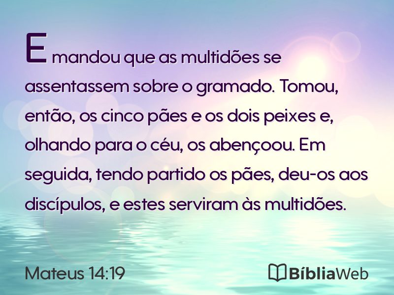 Mateus 14:19 em imagem para compartilhar