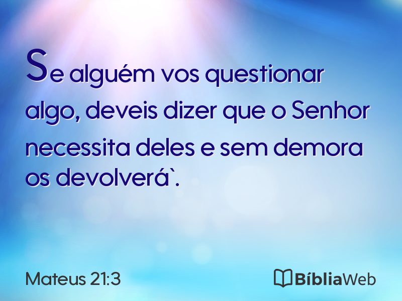 Mateus 21:3 em imagem para compartilhar