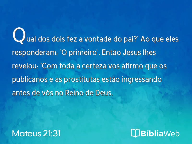 Mateus 21:31 em imagem para compartilhar