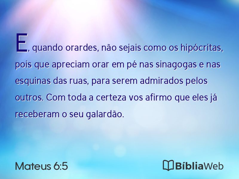 Mateus 6:5 em imagem para compartilhar