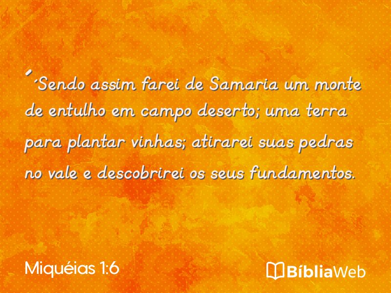 Miquéias 1:6 em imagem para compartilhar