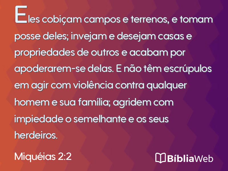 Miquéias 2:2 em imagem para compartilhar