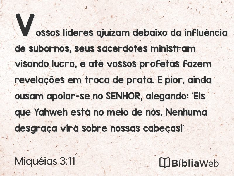 Miquéias 3:11 em imagem para compartilhar