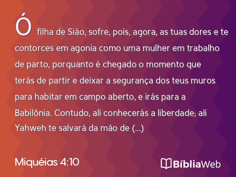 Miquéias 4:10 em imagem para compartilhar
