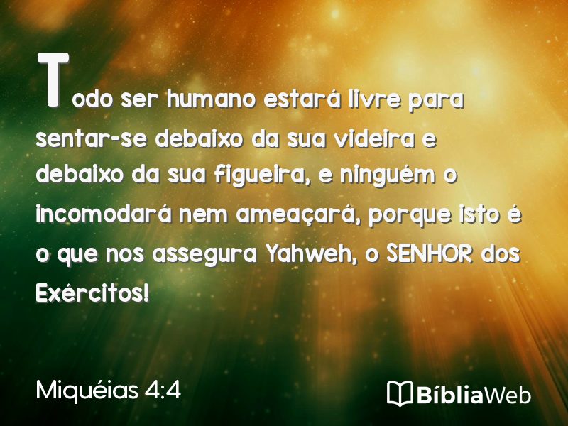 Miquéias 4:4 em imagem para compartilhar