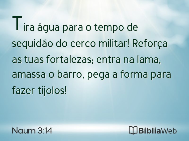 Naum 3:14 em imagem para compartilhar