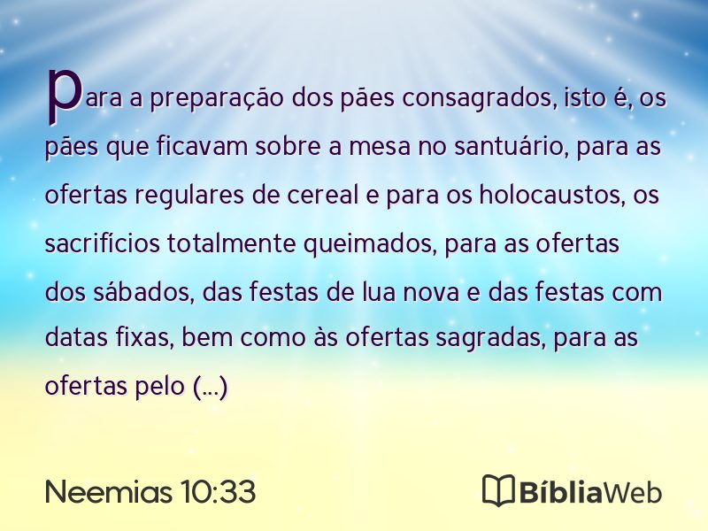 Neemias 10:33 em imagem para compartilhar