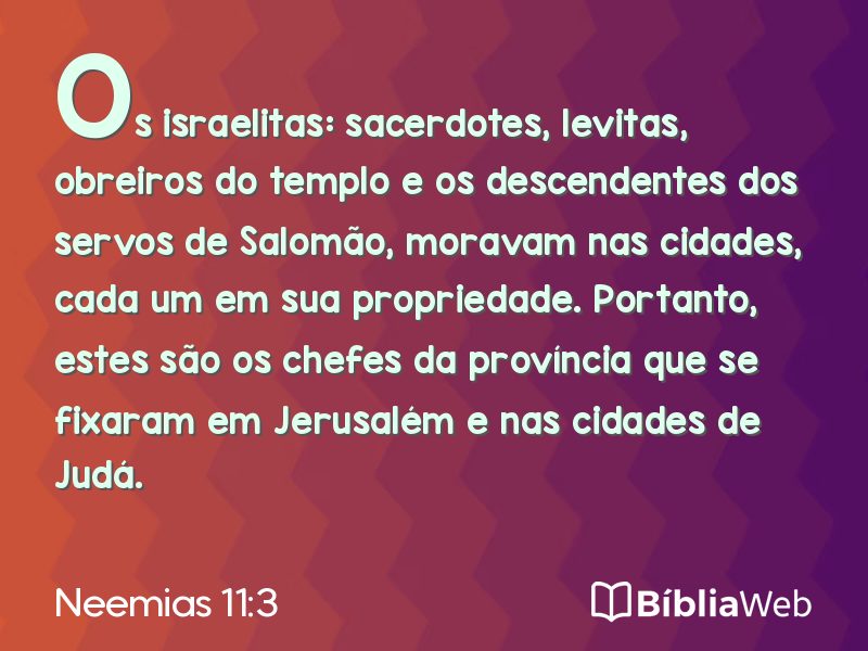 Neemias 11:3 em imagem para compartilhar