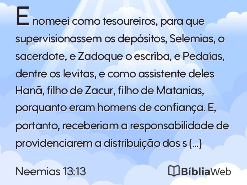 Neemias 13:13 em imagem para compartilhar