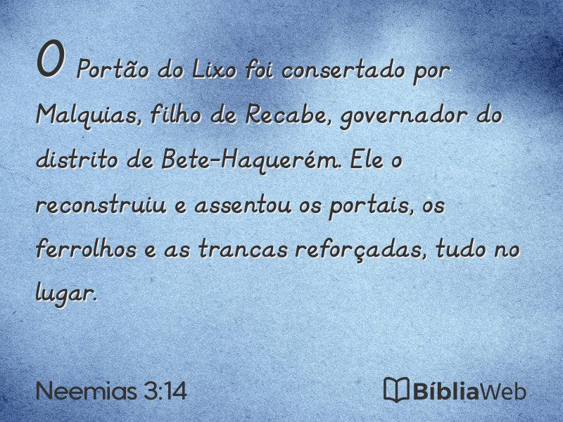 Neemias 3:14 em imagem para compartilhar