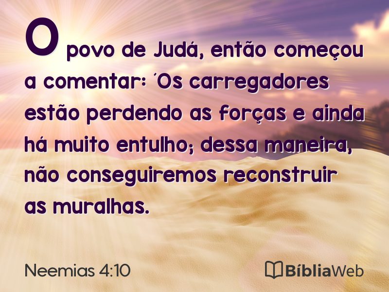Neemias 4:10 em imagem para compartilhar