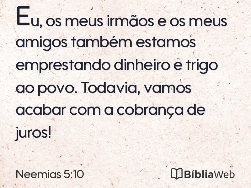Neemias 5:10 em imagem para compartilhar