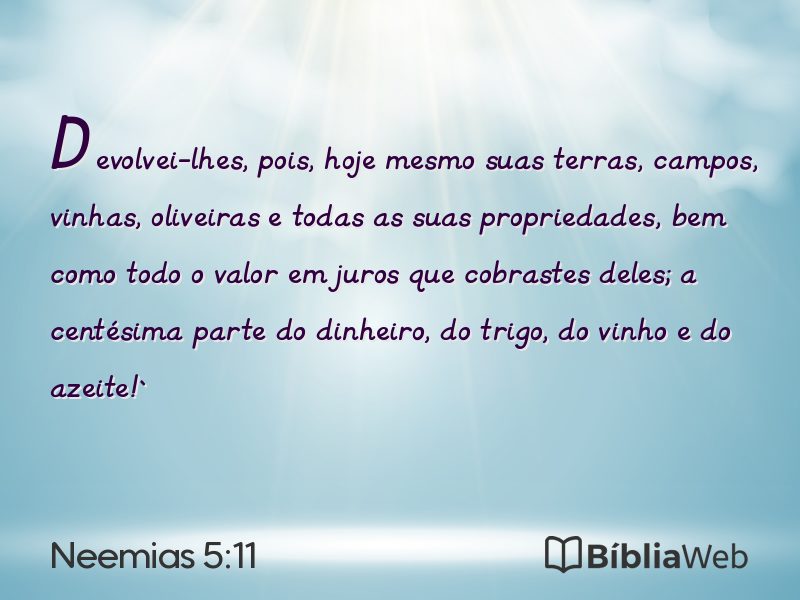 Neemias 5:11 em imagem para compartilhar