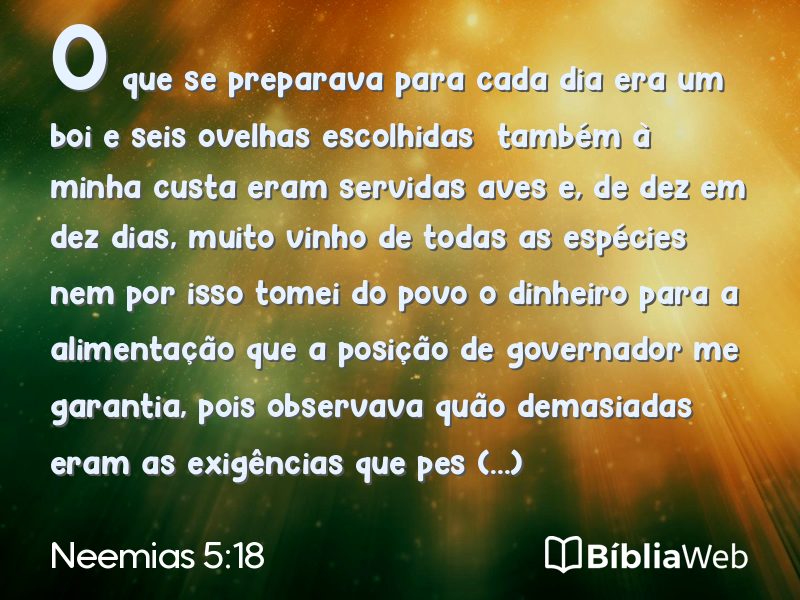 Neemias 5:18 em imagem para compartilhar