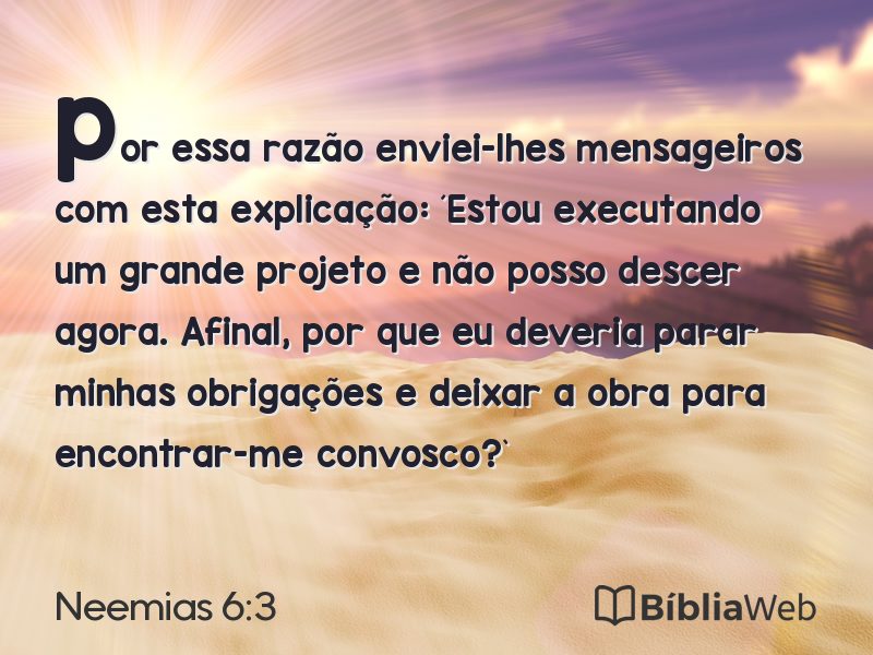 Neemias 6:3 em imagem para compartilhar