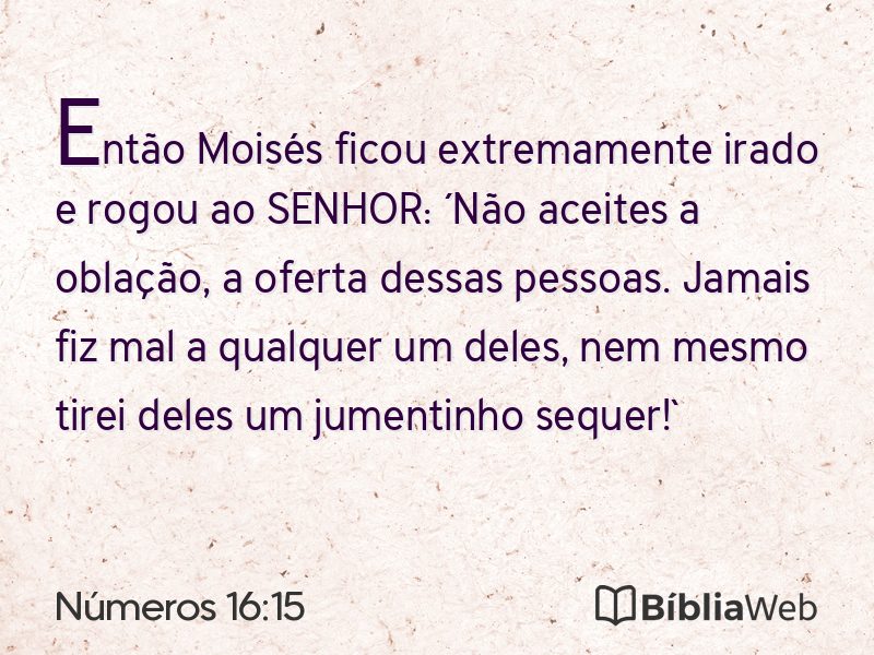 Números 16:15 em imagem para compartilhar