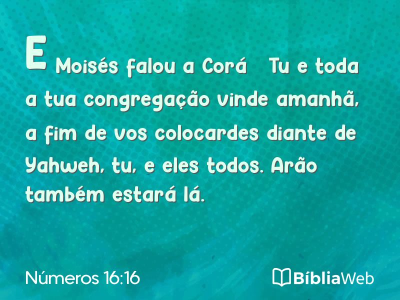 Números 16:16 em imagem para compartilhar