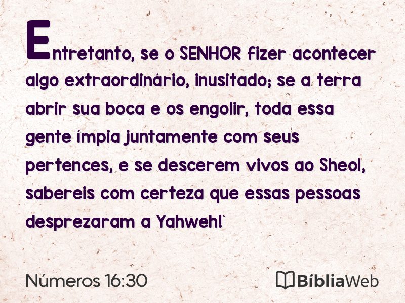 Números 16:30 em imagem para compartilhar