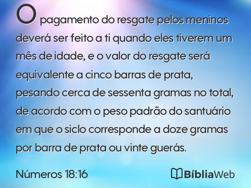 Números 18:16 em imagem para compartilhar
