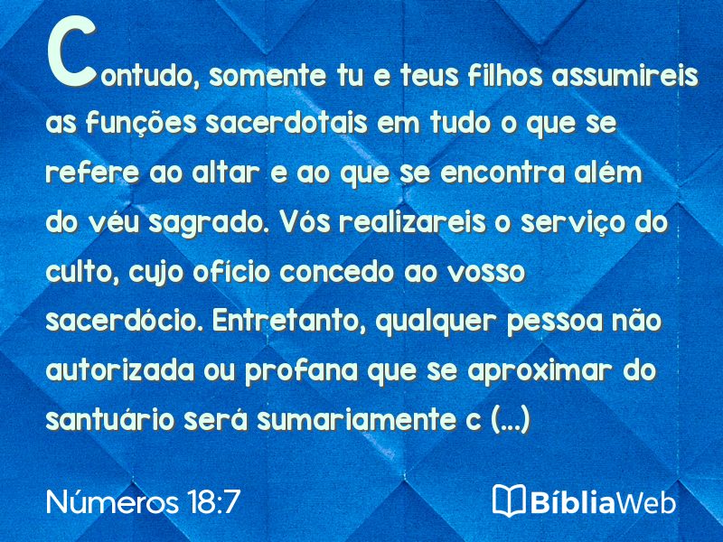 Números 18:7 em imagem para compartilhar