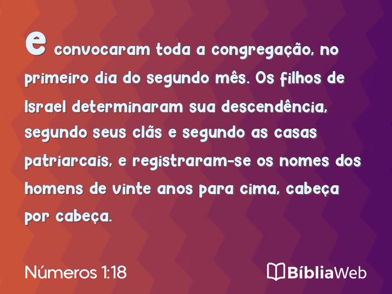 Números 1:18 em imagem para compartilhar